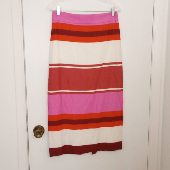 Ann Taylor Striped Linen-Blend Midi Skirt - Picture 2 of 13